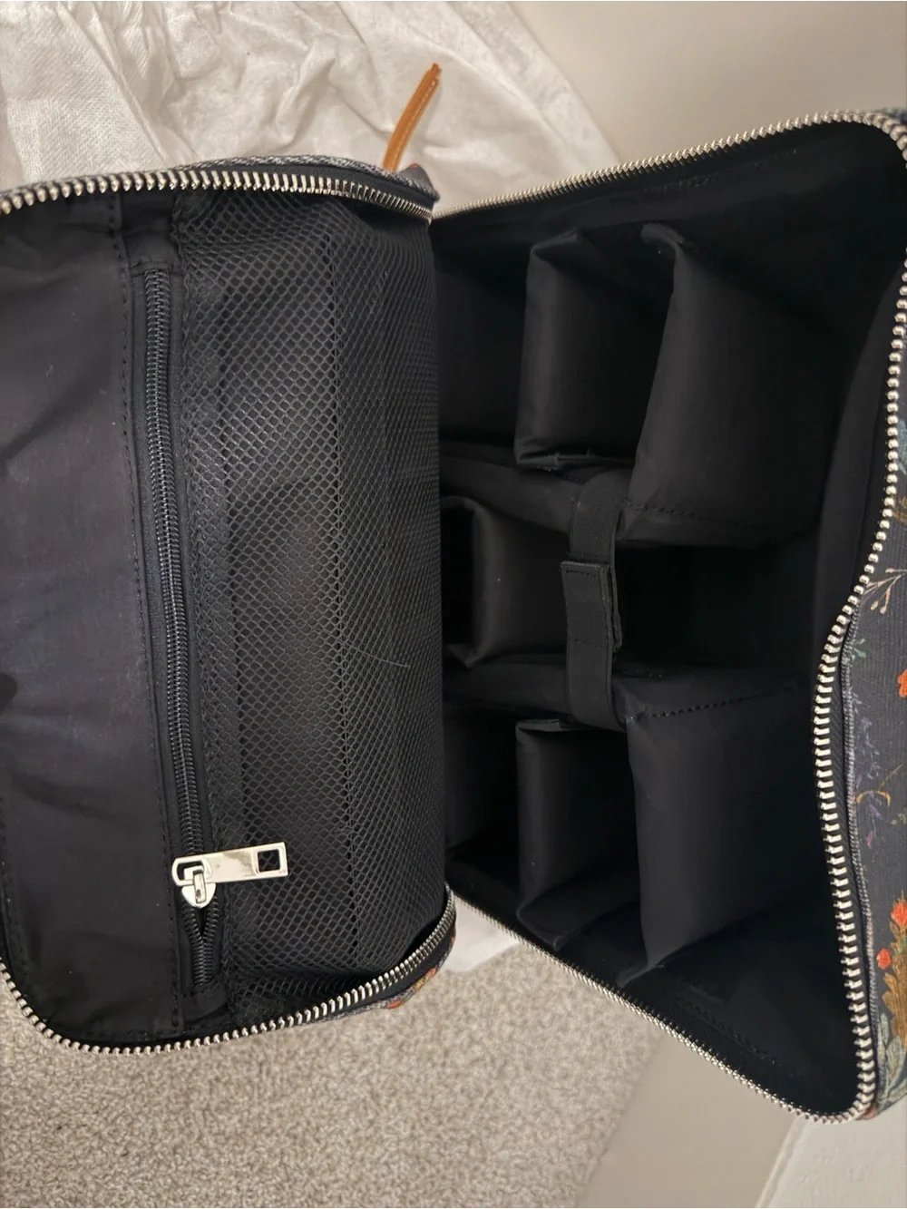 House of Flynn Floral Canvas Olivia Backpack in Black
